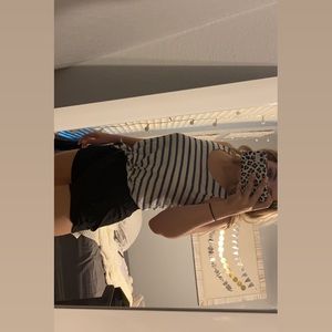 blue and white striped tank top